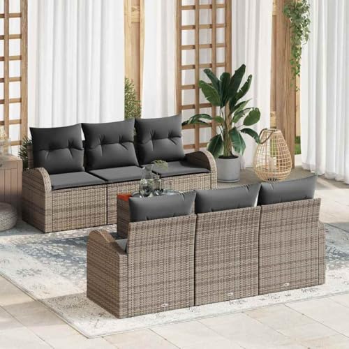 Qnhdfrt Garten Sofaset 7 Teile Grau Groß mit Stauraum Modernes Design aus Poly Rattan und Stahl für Terrasse Garten und Balkon Qnhdfrt Garten Sofaset 7 Teile Grau Groß mit Stauraum Modernes Design aus Poly Rattan und Stahl für Terrasse Garten und Balkon von Qnhdfrt