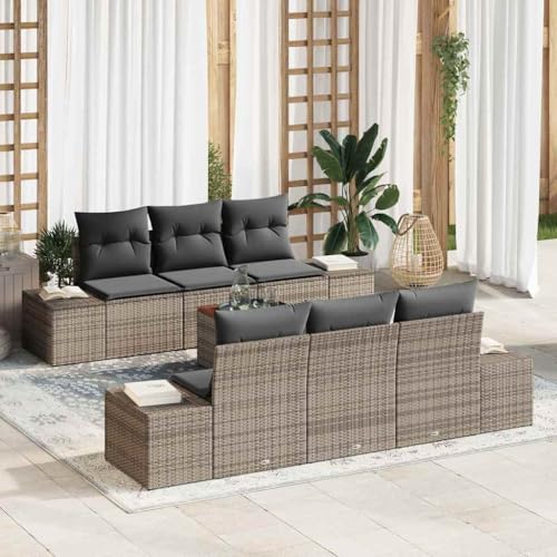 Qnhdfrt Garten Sofaset 7 teilig Grau aus Poly Rattan mit Stauraum und wasserabweisenden Taschen 55 x 55 x 37 cm Modernes Design für Terrasse Garten und Balkon Qnhdfrt Garten Sofaset 7 teilig Grau aus Poly Rattan mit Stauraum und wasserabweisenden Taschen 55 x 55 x 37 cm Modernes Design für Terrasse Garten und Balkon von Qnhdfrt