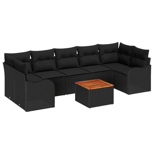 Qnhdfrt Garten Sofaset 8 Teile Schwarz Groß Modernes Design Poly Rattan Korb Holz Lounge Set für Terrasse Balkon Garten Qnhdfrt Garten Sofaset 8 Teile Schwarz Groß Modernes Design Poly Rattan Korb Holz Lounge Set für Terrasse Balkon Garten von Qnhdfrt