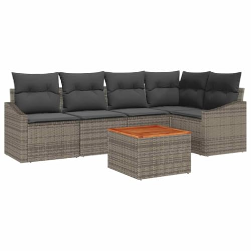 Qnhdfrt Garten Sofaset Grau 6 Teile Modernes Design mit Stauraum Poly Rattan und Akazie für Terrasse Garten Balkon Loungebereich Qnhdfrt Garten Sofaset Grau 6 Teile Modernes Design mit Stauraum Poly Rattan und Akazie für Terrasse Garten Balkon Loungebereich von Qnhdfrt