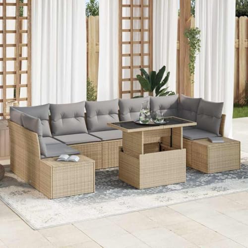 Qnhdfrt Garten-Sofaset aus Poly-Rattan Beige 8-teilig mit Kissen und Glastisch – Modernes Design für Garten, Balkon und Terrasse Qnhdfrt Garten-Sofaset aus Poly-Rattan Beige 8-teilig mit Kissen und Glastisch – Modernes Design für Garten, Balkon und Terrasse von Qnhdfrt