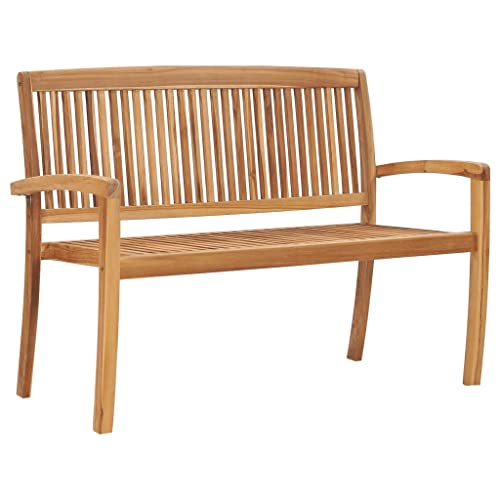 Qnhdfrt Gartenbank 2-Sitzer Stapelbar aus Massivholz Teak 128,5 cm Outdoor Sitzbank für Garten Terrasse Balkon von Qnhdfrt