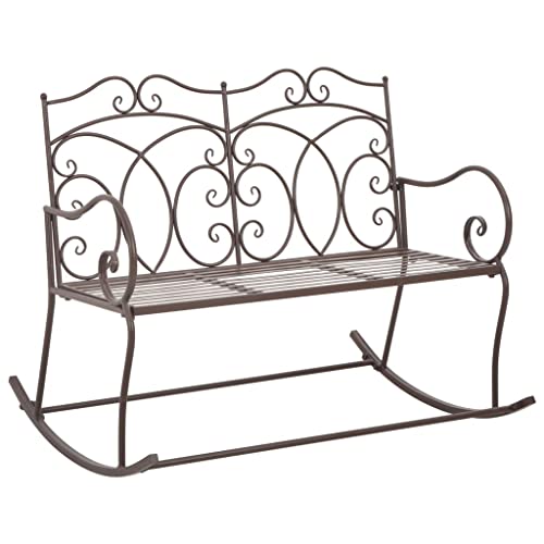 Qnhdfrt Gartenbank Antik Braun Schmiedeeisen 104 cm Outdoor Sitzbank für Garten Terrasse Balkon Robust und Elegant mit Breiter Sitzfläche von Qnhdfrt