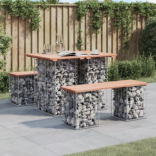 Qnhdfrt Gartenbank Gabionen 100x70x72cm Massivholz Douglasie Bank für Balkon Terrasse Garten Outdoor Sitzbank Kompakt und Stabil von Qnhdfrt