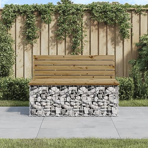Qnhdfrt Gartenbank Gabionen Kiefernholz Imprägniert 103x70x65 cm Robuste Outdoor Sitzbank für Garten Balkon Terrasse Kompakt und Stilvoll von Qnhdfrt