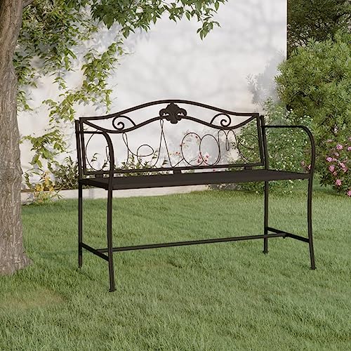 Qnhdfrt Gartenbank Outdoor Bank Stahl Schwarz 104 cm 2-Sitzer mit Welcome Design für Garten Terrasse Balkon Qnhdfrt Gartenbank Outdoor Bank Stahl Schwarz 104 cm 2-Sitzer mit Welcome Design für Garten Terrasse Balkon von Qnhdfrt
