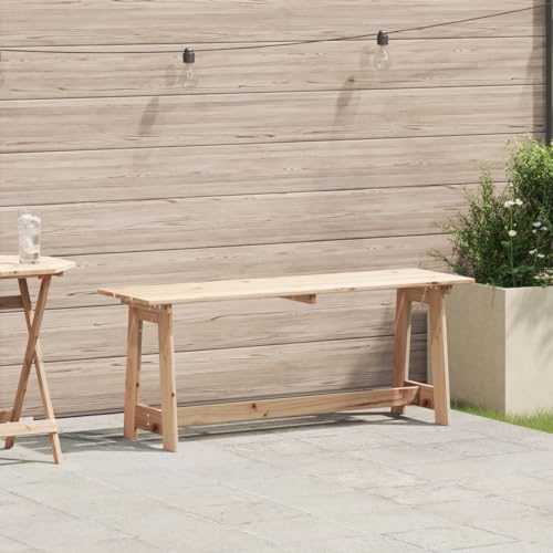 Qnhdfrt Gartenbank Outdoor Massivholz Kiefer Rechteckig Beige 119x35x47 cm für Garten Terrasse Balkon Robust und Langlebig mit Platz für 3 Personen von Qnhdfrt