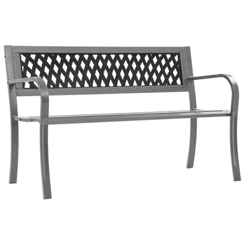 Qnhdfrt Gartenbank Outdoor Schwarz 120 cm Stahl Kunststoff Robust Langlebig für Garten Balkon Terrasse von Qnhdfrt
