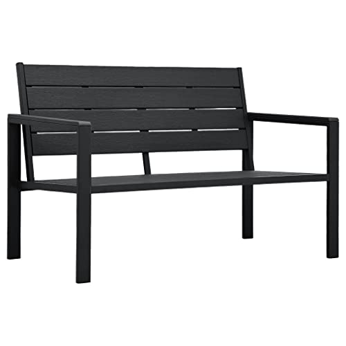 Qnhdfrt Gartenbank Outdoor Schwarz 120 cm aus HDPE in Holz-Optik mit robustem Stahlgestell – Leicht und witterungsbeständig für Garten, Balkon und Sitzbereich von Qnhdfrt