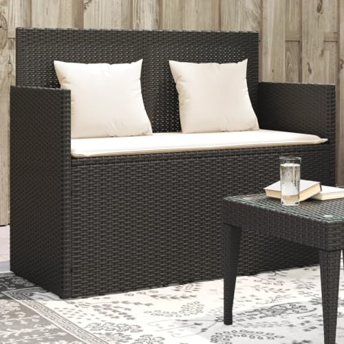 Qnhdfrt Gartenbank Schwarz PE Rattan 120 cm mit Stauraum und Kissen für Balkon Garten Terrasse Qnhdfrt Gartenbank Schwarz PE Rattan 120 cm mit Stauraum und Kissen für Balkon Garten Terrasse von Qnhdfrt