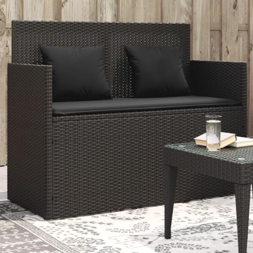 Qnhdfrt Gartenbank Schwarz PE-Rattan mit Kissen und Stauraum 120 cm Outdoor Möbel für Garten Balkon Terrasse Komfortable Sitzbank mit Wasserdichtem Beutel Qnhdfrt Gartenbank Schwarz PE-Rattan mit Kissen und Stauraum 120 cm Outdoor Möbel für Garten Balkon Terrasse Komfortable Sitzbank mit Wasserdichtem Beutel von Qnhdfrt