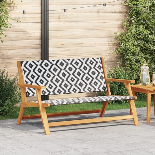 Qnhdfrt Gartenbank Schwarz Weiß aus Massivholz Akazie 122x78x73 cm Outdoor mit geometrischem Rattan Design für Garten Balkon Terrasse bequem für Zwei Personen Qnhdfrt Gartenbank Schwarz Weiß aus Massivholz Akazie 122x78x73 cm Outdoor mit geometrischem Rattan Design für Garten Balkon Terrasse bequem für Zwei Personen von Qnhdfrt