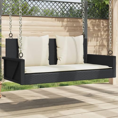 Qnhdfrt Gartenbank Schwarz mit Kissen 119x56x48 cm PE-Rattan Outdoor Schaukelbank für Garten Balkon und Terrasse Qnhdfrt Gartenbank Schwarz mit Kissen 119x56x48 cm PE-Rattan Outdoor Schaukelbank für Garten Balkon und Terrasse von Qnhdfrt
