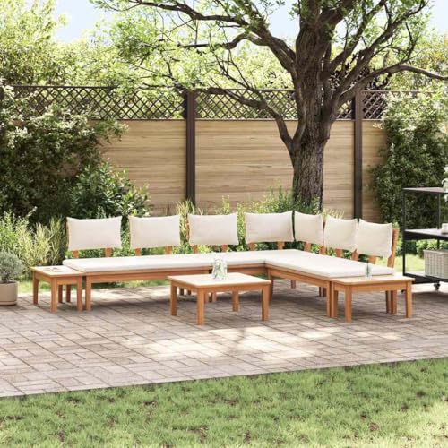 Qnhdfrt Gartenbank Set 4 Teile Braun Creme 2 Sitzer aus Massivholz mit Polster Wetterfest und Langlebig für Terrasse Balkon Garten Qnhdfrt Gartenbank Set 4 Teile Braun Creme 2 Sitzer aus Massivholz mit Polster Wetterfest und Langlebig für Terrasse Balkon Garten von Qnhdfrt
