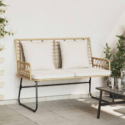Qnhdfrt Gartenbank Set Schwarz Anthrazit Modernes Design mit Kissen 113 x 69 x 83 cm Poly Rattan und Stahl Wetterfest für Terrasse Garten und Balkon von Qnhdfrt