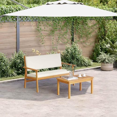 Qnhdfrt Gartenbank aus Massivholz Akazie mit Kissen Outdoor Sitzbank für 2 Personen 120x64x79 cm Braun Wetterbeständig und Komfortabel für Terrasse Garten und Balkon von Qnhdfrt