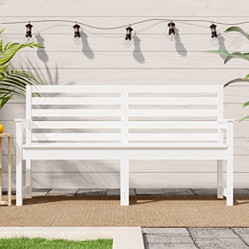 Qnhdfrt Gartenbank aus Massivholz Kiefer Weiß mit Rückenlehne und Armlehnen 159,5x48x91,5 cm für Garten Terrasse Balkon von Qnhdfrt