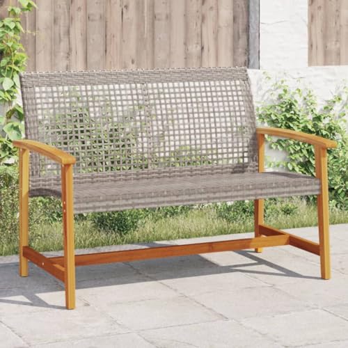 Qnhdfrt Gartenbank aus PE-Rattan und Akazienholz Grau 112 cm Bequeme Outdoor-Lounge mit Metallgestell für Garten Balkon und Terrasse Qnhdfrt Gartenbank aus PE-Rattan und Akazienholz Grau 112 cm Bequeme Outdoor-Lounge mit Metallgestell für Garten Balkon und Terrasse von Qnhdfrt