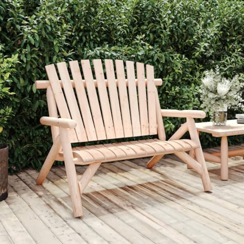 Qnhdfrt Gartenbank aus massivem Fichtenholz 2-Sitzer Outdoor Bank mit Adirondack-Stil für Garten, Balkon und Terrasse von Qnhdfrt