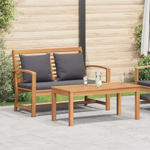 Qnhdfrt Gartenbank aus massivem Teakholz Braun 110 x 64 x 76.5 cm Wetterfeste Outdoor Lounge für Balkon und Garten von Qnhdfrt