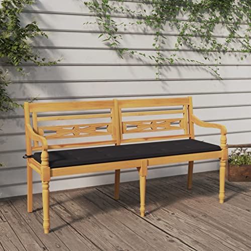 Qnhdfrt Gartenbank mit Anthrazit Kissen 150 cm Massivholz Teak Outdoor Bank für Garten Balkon und Terrasse Wetterfeste Sitzbank mit Komfortabler Lehne von Qnhdfrt