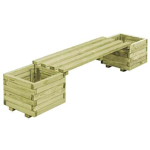 Qnhdfrt Gartenbank mit Pflanzgefäßen Kiefernholz Grün Imprägniert 196x40x36 cm Sitzbank mit Blumenkästen für Garten Terrasse Balkon von Qnhdfrt