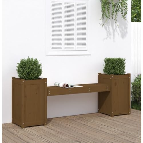 Qnhdfrt Gartenbank mit Pflanzkübeln Honigbraun 180x36x63 cm Massivholz 2-in-1 Design Robust und Langlebig für Balkon Garten und Outdoor von Qnhdfrt