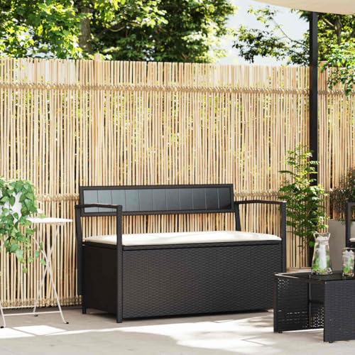 Qnhdfrt Gartenbank mit Stauraum Schwarz PE-Rattan Outdoor Sitzbank mit Kissen Robust Langlebig für Garten Balkon Terrasse Qnhdfrt Gartenbank mit Stauraum Schwarz PE-Rattan Outdoor Sitzbank mit Kissen Robust Langlebig für Garten Balkon Terrasse von Qnhdfrt
