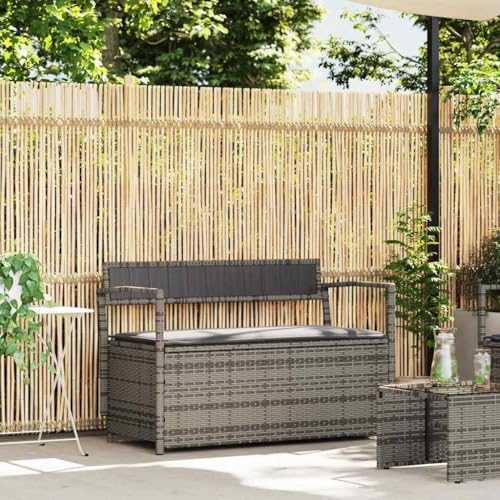 Qnhdfrt Gartenbank mit Stauraum und Kissen Grau Poly Rattan PE Geflecht 111.5x54x74 cm für Balkon Gartenarbeit und Outdoor Lounge Qnhdfrt Gartenbank mit Stauraum und Kissen Grau Poly Rattan PE Geflecht 111.5x54x74 cm für Balkon Gartenarbeit und Outdoor Lounge von Qnhdfrt