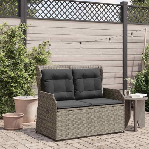 Qnhdfrt Gartenbank mit Verstellbarer Rückenlehne Grau Poly Rattan 110 x 67 x 95 cm Robust und Langlebig für Garten Terrasse und Balkon Qnhdfrt Gartenbank mit Verstellbarer Rückenlehne Grau Poly Rattan 110 x 67 x 95 cm Robust und Langlebig für Garten Terrasse und Balkon von Qnhdfrt