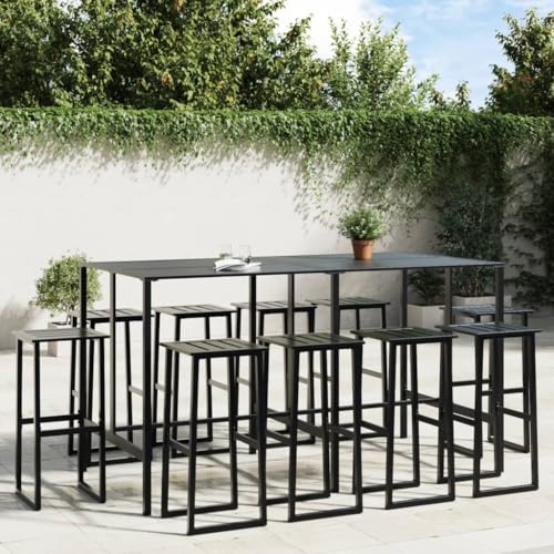 Qnhdfrt Gartenbar Set 11 teilig Schwarz Pulverbeschichteter Stahl Bierzeltgarnitur mit Lattenrost Tischplatte und Fußstützen für Terrasse Balkon und Gartenbereich Qnhdfrt Gartenbar Set 11 teilig Schwarz Pulverbeschichteter Stahl Bierzeltgarnitur mit Lattenrost Tischplatte und Fußstützen für Terrasse Balkon und Gartenbereich von Qnhdfrt