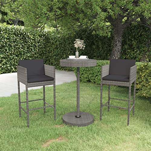 Qnhdfrt Gartenbar Set 3 teilig Grau mit Kissen PE Rattan Rundtisch 60 5 cm und 2 Barhocker für Terrasse Balkon und Garten Qnhdfrt Gartenbar Set 3 teilig Grau mit Kissen PE Rattan Rundtisch 60 5 cm und 2 Barhocker für Terrasse Balkon und Garten von Qnhdfrt