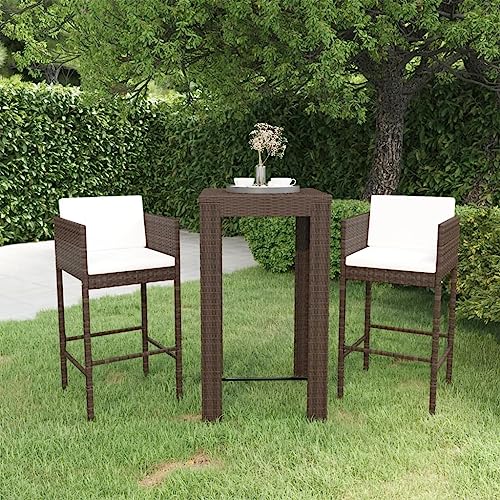 Qnhdfrt Gartenbar Set 3 teilig mit Kissen PE Rattan Braun 60,5x60,5x110,5 cm Wetterfestes Outdoor Lounge Möbel für Balkon Terrasse und Garten Qnhdfrt Gartenbar Set 3 teilig mit Kissen PE Rattan Braun 60,5x60,5x110,5 cm Wetterfestes Outdoor Lounge Möbel für Balkon Terrasse und Garten von Qnhdfrt