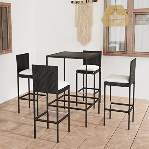 Qnhdfrt Gartenbar Set 5 TLG mit Kissen PE Rattan Braun Schwarz Stehtisch und Hocker für Balkon Terrasse Garten Qnhdfrt Gartenbar Set 5 TLG mit Kissen PE Rattan Braun Schwarz Stehtisch und Hocker für Balkon Terrasse Garten von Qnhdfrt