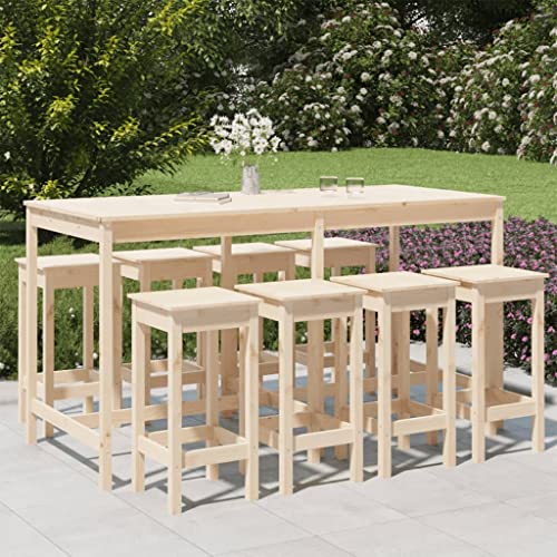Qnhdfrt Gartenbar Set 9 teilig aus massivem Kiefernholz für Balkon Terrasse und Garten mit 8 Barhockern ohne Lehne Qnhdfrt Gartenbar Set 9 teilig aus massivem Kiefernholz für Balkon Terrasse und Garten mit 8 Barhockern ohne Lehne von Qnhdfrt