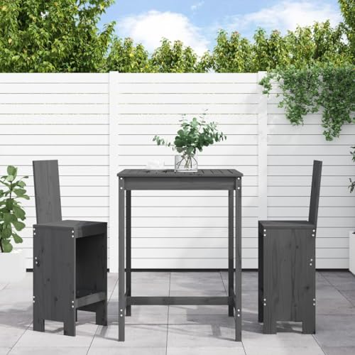 Qnhdfrt Gartenbar Set Grau 3 teilig aus Massivholz Kiefer 82 5 x 82 5 x 110 cm mit 2 Barhockern für Terrasse Balkon und Garten Qnhdfrt Gartenbar Set Grau 3 teilig aus Massivholz Kiefer 82 5 x 82 5 x 110 cm mit 2 Barhockern für Terrasse Balkon und Garten von Qnhdfrt