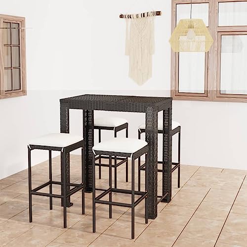 Qnhdfrt Gartenbar-Set Schwarz 4-TLG mit PE-Rattan und Pulverbeschichtetem Stahl 100 x 60,5 x 110,5 cm Quadratischer Bartisch mit Sitzkissen Wetterfestes Lounge Set für Terrasse Balkon und Garten Qnhdfrt Gartenbar-Set Schwarz 4-TLG mit PE-Rattan und Pulverbeschichtetem Stahl 100 x 60,5 x 110,5 cm Quadratischer Bartisch mit Sitzkissen Wetterfestes Lounge Set für Terrasse Balkon und Garten von Qnhdfrt