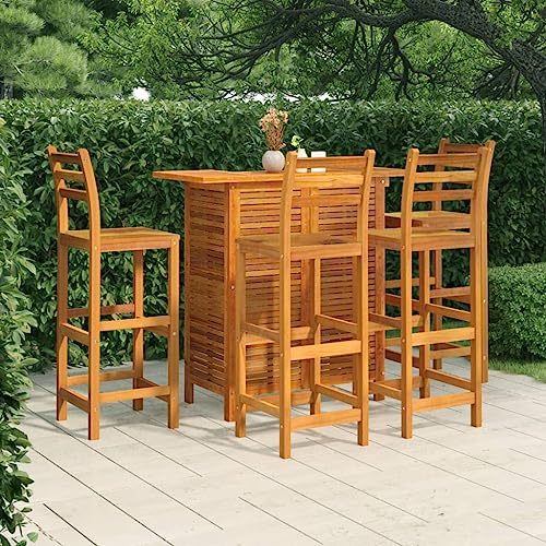 Qnhdfrt Gartenbar Set aus Massivholz Akazie 110 x 50 x 105 cm mit 4 Barhockern und 2 Ablagen Robustes Outdoor Möbelset für Terrasse Garten und Balkon Qnhdfrt Gartenbar Set aus Massivholz Akazie 110 x 50 x 105 cm mit 4 Barhockern und 2 Ablagen Robustes Outdoor Möbelset für Terrasse Garten und Balkon von Qnhdfrt