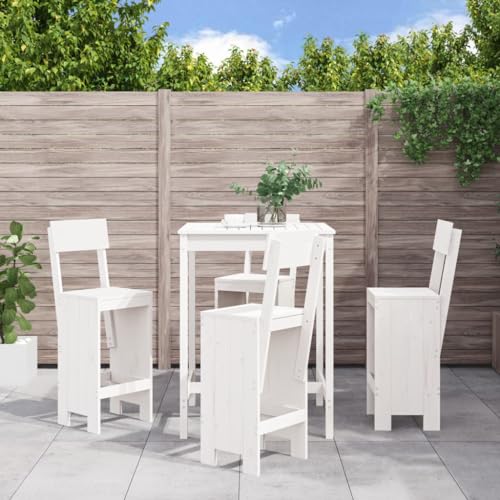 Qnhdfrt Gartenbar Set aus Massivholz Kiefer Weiß 82 5x82 5x110 cm mit 4 Barhockern und Rückenlehne Robustes Outdoor Möbel Set für Terrasse Balkon und Garten Qnhdfrt Gartenbar Set aus Massivholz Kiefer Weiß 82 5x82 5x110 cm mit 4 Barhockern und Rückenlehne Robustes Outdoor Möbel Set für Terrasse Balkon und Garten von Qnhdfrt