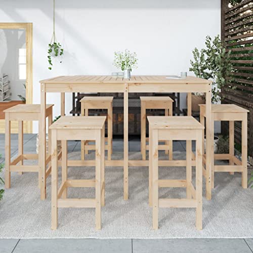 Qnhdfrt Gartenbar Set aus massivem Kiefernholz 159 5 x 82 5 x 110 cm mit 6 Barhockern ohne Rückenlehne für Terrasse Balkon und Garten Qnhdfrt Gartenbar Set aus massivem Kiefernholz 159 5 x 82 5 x 110 cm mit 6 Barhockern ohne Rückenlehne für Terrasse Balkon und Garten von Qnhdfrt
