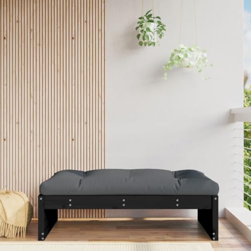 Qnhdfrt Gartenhocker aus massivem Kiefernholz Schwarz 120x80 cm Outdoor Hocker mit Latten-Design für Garten, Terrasse und Balkon von Qnhdfrt