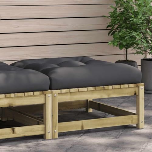 Qnhdfrt Gartenhocker mit Kissen aus imprägniertem Kiefernholz, Outdoor Hocker mit Polster, 70x70x30 cm, Anthrazit, robust & wetterfest für Garten, Terrasse und Balkon von Qnhdfrt