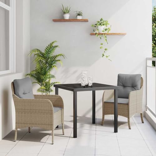 Qnhdfrt Gartenmöbel Set 3 TLG Beige Poly Rattan Gartentisch 80 x 80 cm mit 2 Gartenstühlen klappbare Kissen Modernes Design Robust und langlebig für Balkon Terrasse Camping Qnhdfrt Gartenmöbel Set 3 TLG Beige Poly Rattan Gartentisch 80 x 80 cm mit 2 Gartenstühlen klappbare Kissen Modernes Design Robust und langlebig für Balkon Terrasse Camping von Qnhdfrt