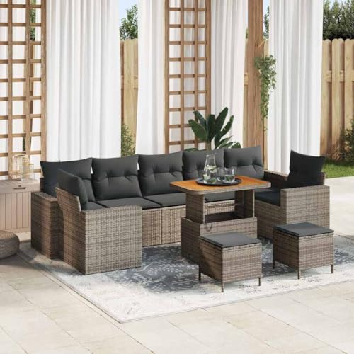 Qnhdfrt Gartenmöbel Set 4 Teile Grau Outdoor Sitzgruppe aus Poly Rattan mit Modularem Design für Balkon Terrasse und Garten von Qnhdfrt