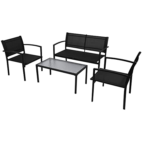 Qnhdfrt Gartenmöbel Set 4 teilig Schwarz mit Textilene Stoff Pulverbeschichteter Stahl Wetterfest für Terrasse Balkon und Garten Lounge Bereich Qnhdfrt Gartenmöbel Set 4 teilig Schwarz mit Textilene Stoff Pulverbeschichteter Stahl Wetterfest für Terrasse Balkon und Garten Lounge Bereich von Qnhdfrt