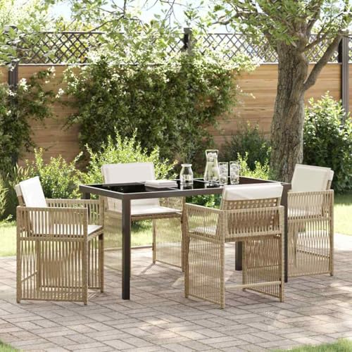 Qnhdfrt Gartenmöbel Set 5-TLG Beige Poly-Rattan Esstisch 90x60 cm mit 4 Gartenstühlen Modernes Design Robust & Langlebig für Garten Terrasse Balkon Qnhdfrt Gartenmöbel Set 5-TLG Beige Poly-Rattan Esstisch 90x60 cm mit 4 Gartenstühlen Modernes Design Robust & Langlebig für Garten Terrasse Balkon von Qnhdfrt