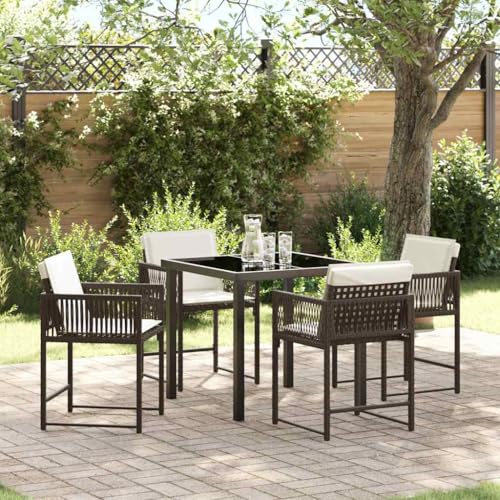 Qnhdfrt Gartenmöbel Set 5 TLG Braun 80x80 cm Poly Rattan Gartentisch mit 4 Stühlen Modernes Design Robust und Langlebig für Balkon Terrasse Garten Qnhdfrt Gartenmöbel Set 5 TLG Braun 80x80 cm Poly Rattan Gartentisch mit 4 Stühlen Modernes Design Robust und Langlebig für Balkon Terrasse Garten von Qnhdfrt