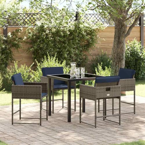 Qnhdfrt Gartenmöbel Set 5-TLG Grau Poly Rattan 80x80 cm klappbar Essgruppe mit Stühlen und Outdoor-Kissen UV-beständige Balkonmöbel für Balkon Terrasse und Garten Qnhdfrt Gartenmöbel Set 5-TLG Grau Poly Rattan 80x80 cm klappbar Essgruppe mit Stühlen und Outdoor-Kissen UV-beständige Balkonmöbel für Balkon Terrasse und Garten von Qnhdfrt