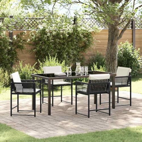 Qnhdfrt Gartenmöbel Set 5-TLG Schwarz Poly-Rattan 160x80 cm Robuster Gartentisch mit 4 Stühlen Modernes Balkonmöbel für Garten Terrasse & Outdoor-Lounge Qnhdfrt Gartenmöbel Set 5-TLG Schwarz Poly-Rattan 160x80 cm Robuster Gartentisch mit 4 Stühlen Modernes Balkonmöbel für Garten Terrasse & Outdoor-Lounge von Qnhdfrt