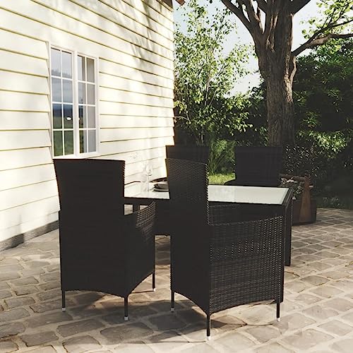 Qnhdfrt Gartenmöbel Set 5 TLG aus Poly Rattan Schwarz mit Kissen Outdoor Esstisch und Stühle für Balkon Terrasse Garten Qnhdfrt Gartenmöbel Set 5 TLG aus Poly Rattan Schwarz mit Kissen Outdoor Esstisch und Stühle für Balkon Terrasse Garten von Qnhdfrt